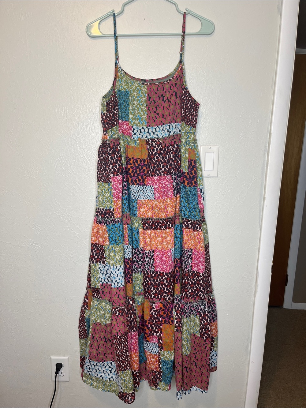 Natural Life Patchwork Maxi Dress Size M Colorful Tiered Boho Hippie Summer - Picture 2 of 7
